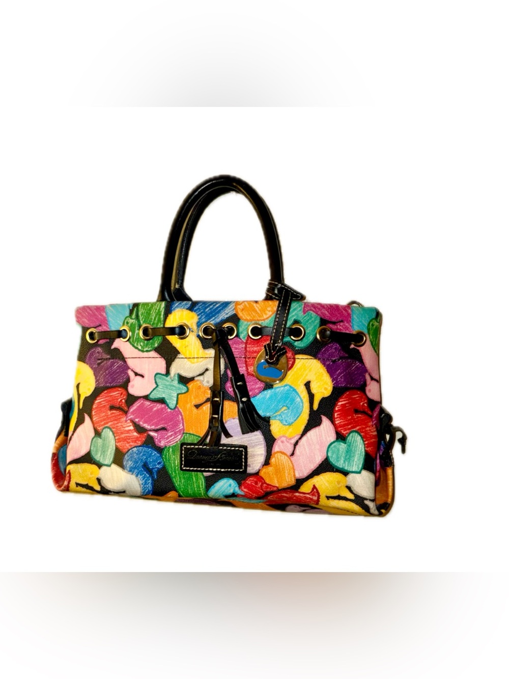 Vintage Dooney & Bourke Wonder Duck Multicolor Leather Satchel